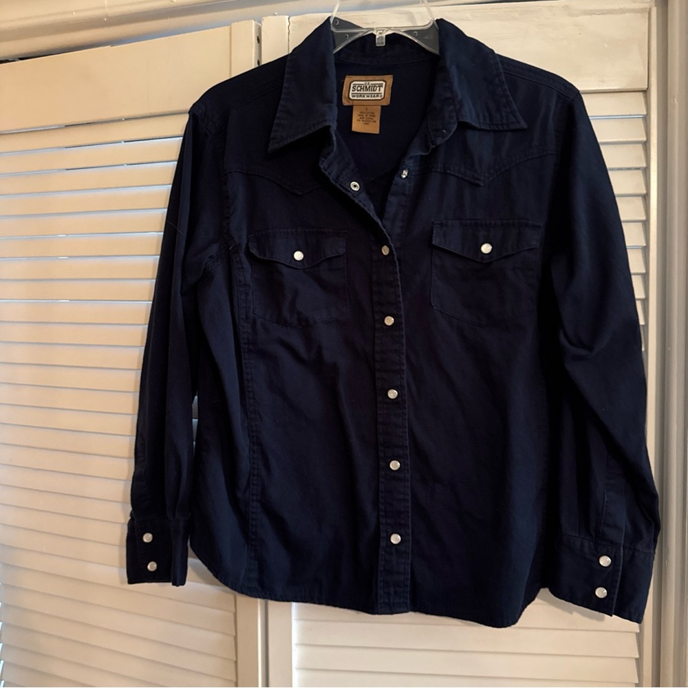 Women's Navy Button Down Shirt - Picture 3 of 16